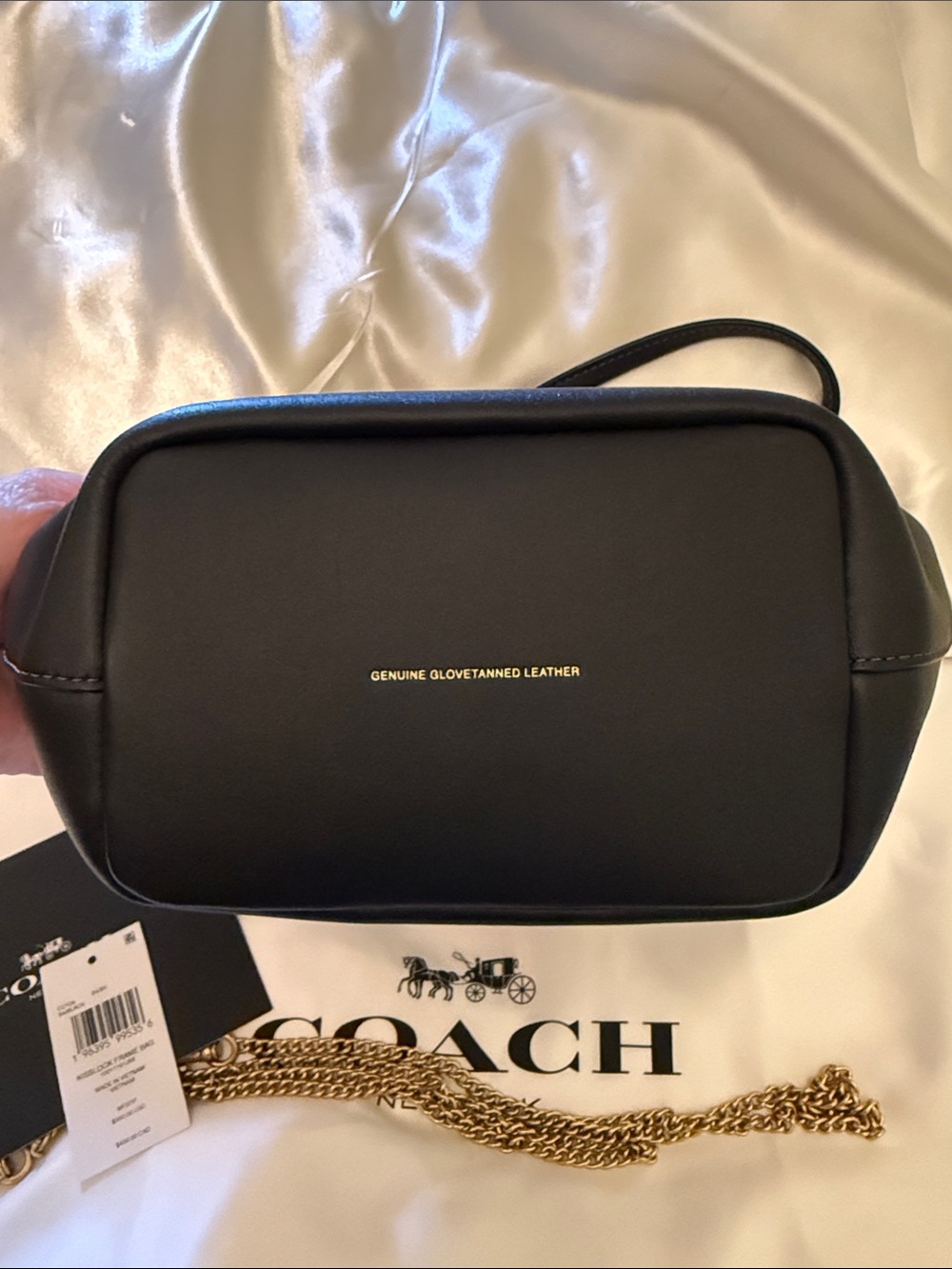 🖤🤎Coach Pre Owned Black Leather Kiss-Lock 16 Frame Shoulder Bag Gold Hardware - Picture 5 of 11
